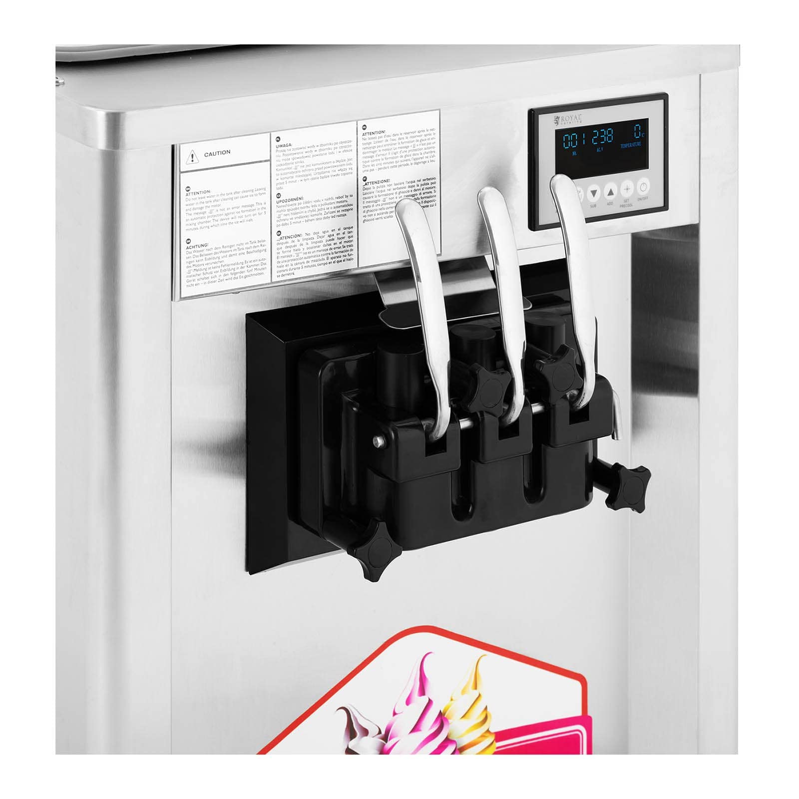 Royal Catering RCSI-18 Gelatiera Professionale 1640W 23L/h 3 Gusti Gastro