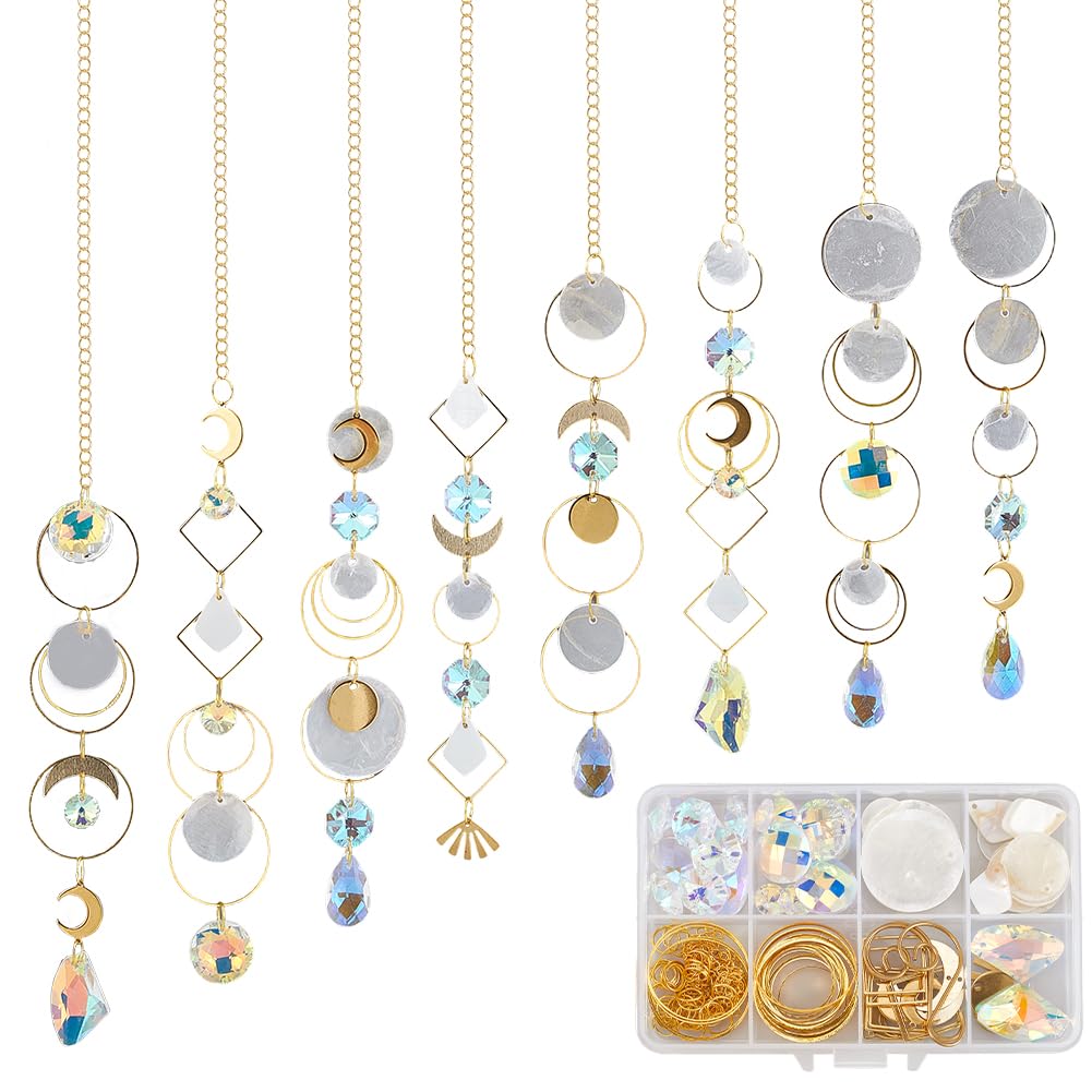 Attrape-soleil en Verre Coloré et Lune Dorée - Suspension Artisanale SUNNYCLUE de Qualité