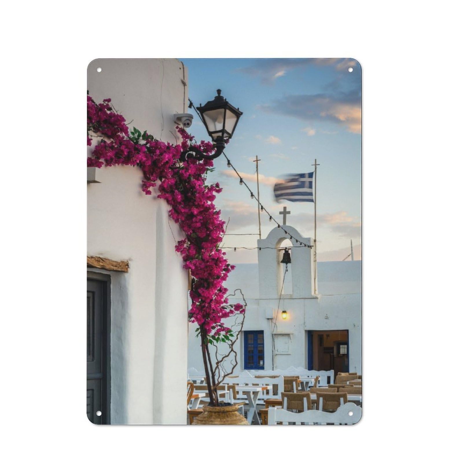Junmoney Sunrise In Paros Greece Metal Sign 40X30cm With For Home Bar Wall, Rustic Decor, For Collectors Decorating Home Bars And Entertaining Spaces