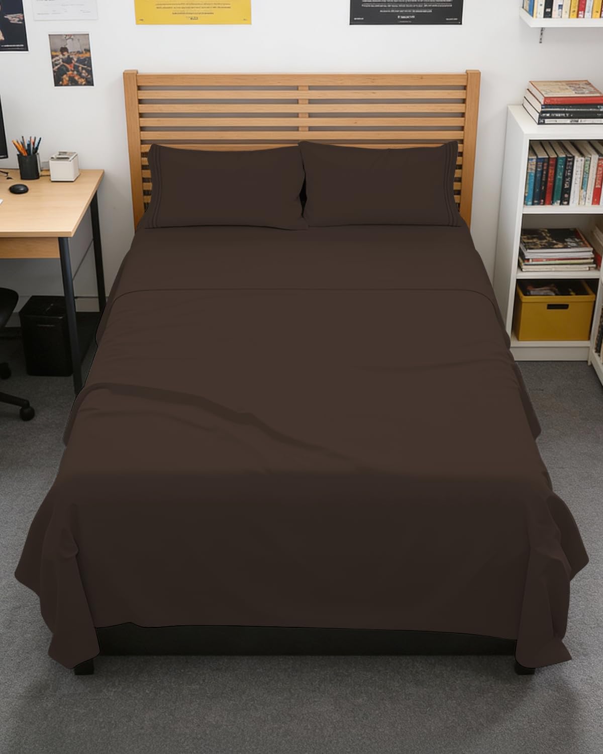 Full XL Sheets - 4 Piece Full XL Sheet Set - Breathable &amp; Cooling - Brown