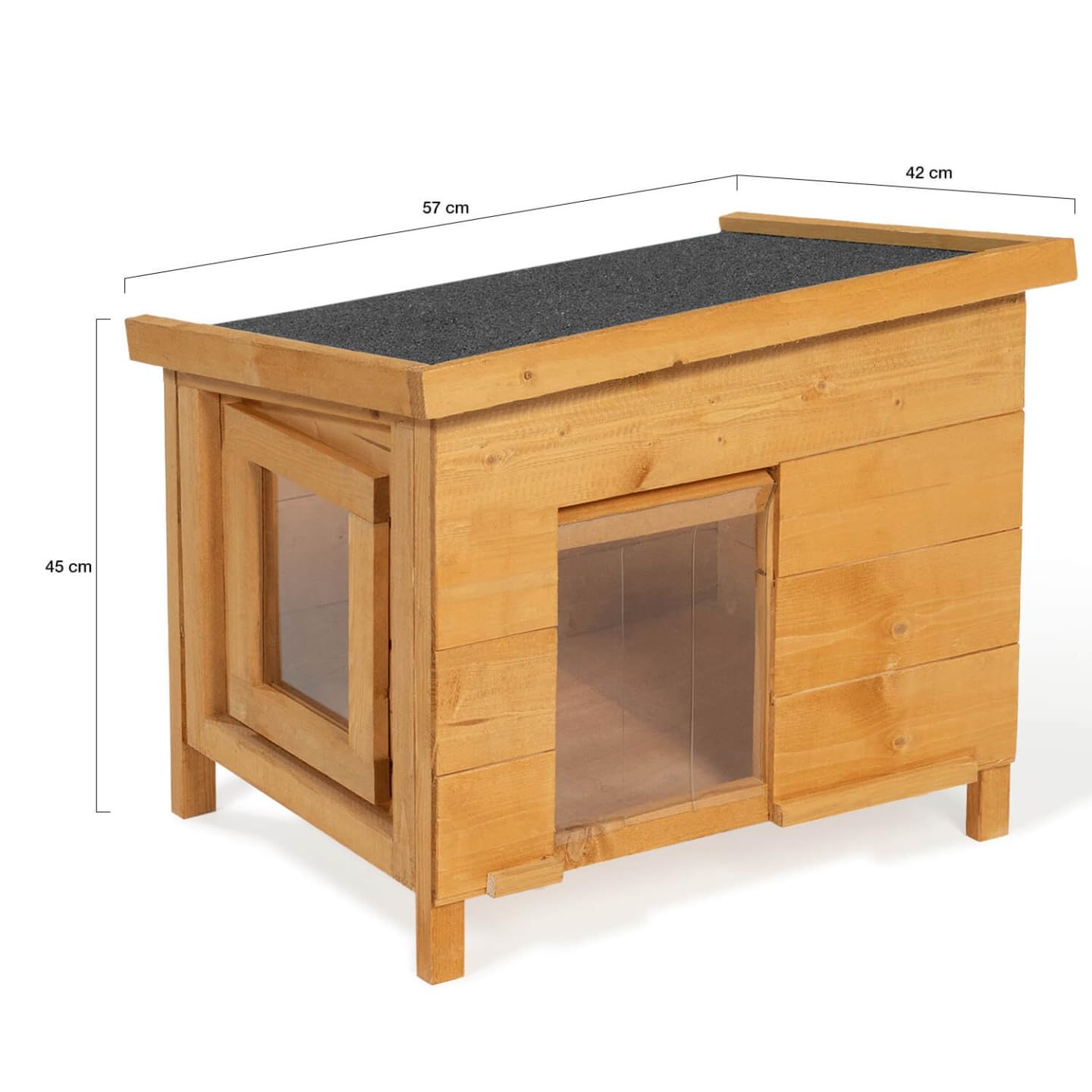 IDMarket - Maison pour Chat Niche en Bois avec Porte basculante à lamelles