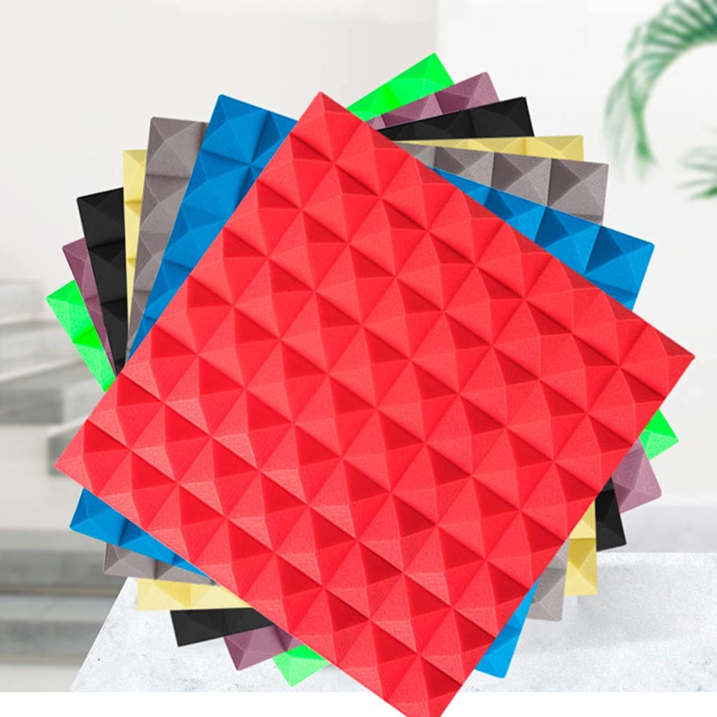 Panele akustyczne piankowe, 10 szt. samoprzylepne do dekoracji wnętrz, ścienne panele akustyczne, panele pochłaniające dźwięk, panele izolacyjne dźwiękowe, klin, fioletow,Czarny
