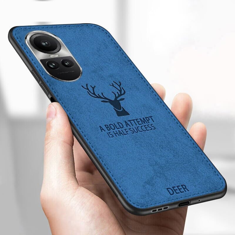 MOBILOVE Deer Pattern Cloth Texture Leather Finish Soft Fabric Case Hybrid Protective Case for Oppo Reno 10 Pro 5G | Oppo Reno 10 5G (Blue) (B0DBLZ25MR) Amazon Price History, Amazon Price Tracker