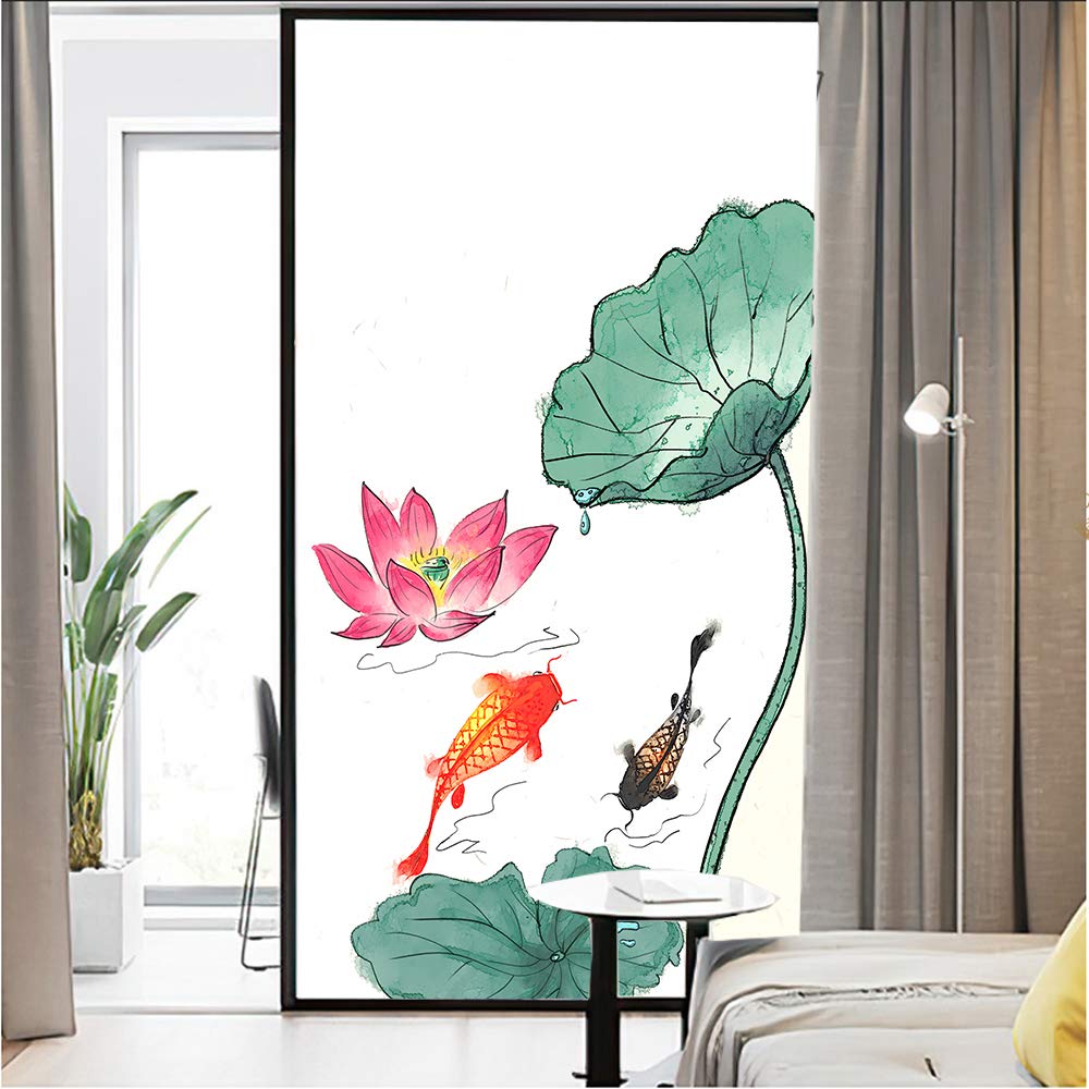 J4U Privacy Window Film No Glue Window Sticker Louts Static Window Cling Frosted Window Decals for Home/Office 17.7"x35.4"(45x90cm)
