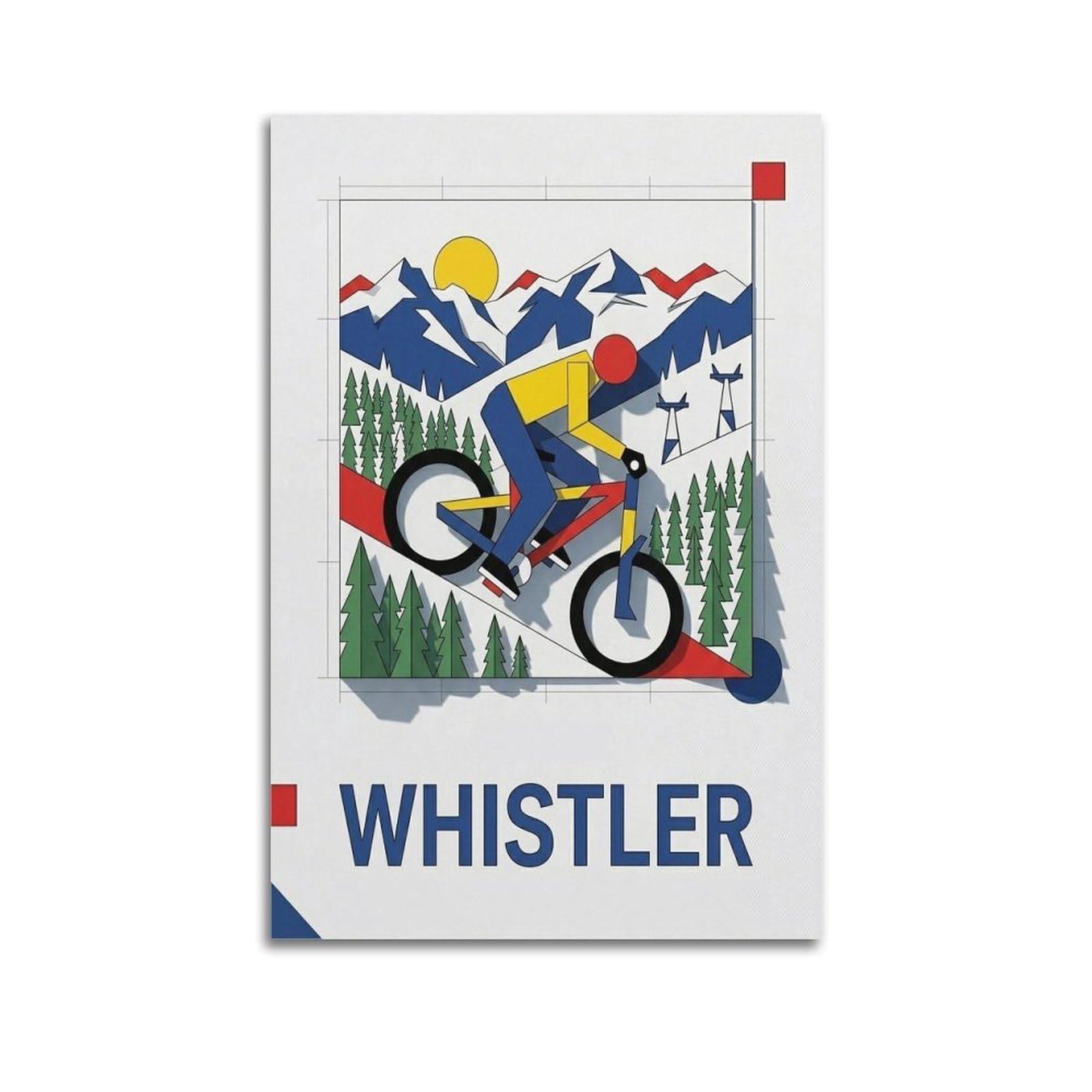 XKUGA Whistler World-Class Downhill Biking Art Poster Modern Decorative Canvas Prints - Ideal Wall Art for Family, Man Cave, Game Room, Boys & Girls Bedroom 12x18inch(30x45cm)