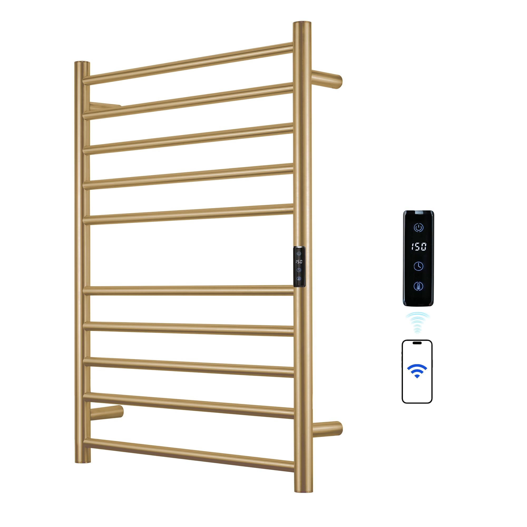 Photo 1 of SHARNDY Electric Towel Rack with Voice Control for Alexa & Google Home,TUYA-Wall-Mounted Bathroom Heating Towel Warmer,Stainless Steel Material,31.5x20.08x4.41in,Plug-in,Gold?10 Bars