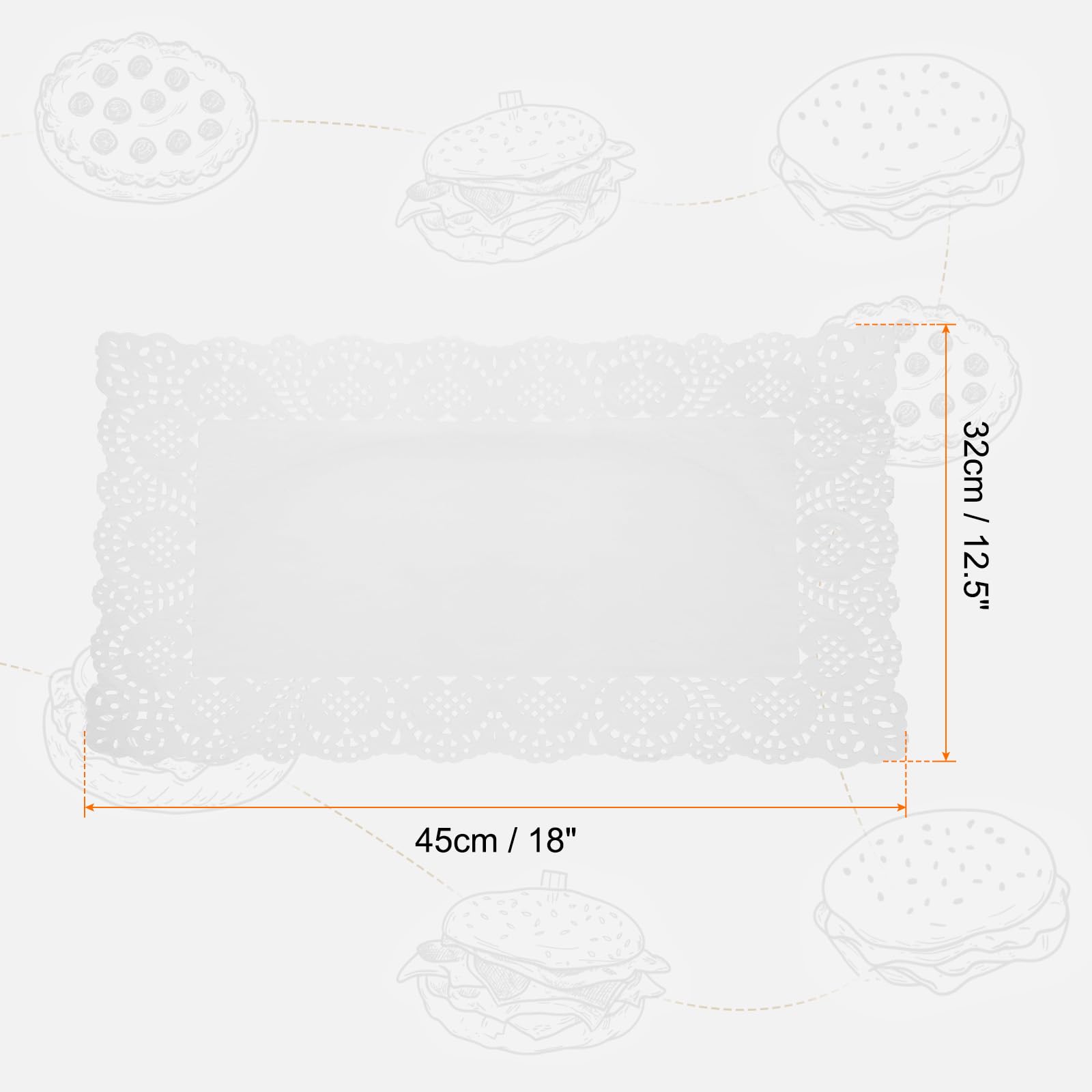 QUARKZMAN 300 Unidades de manteles de Encaje de Papel 18 x 12.5 Pulgadas