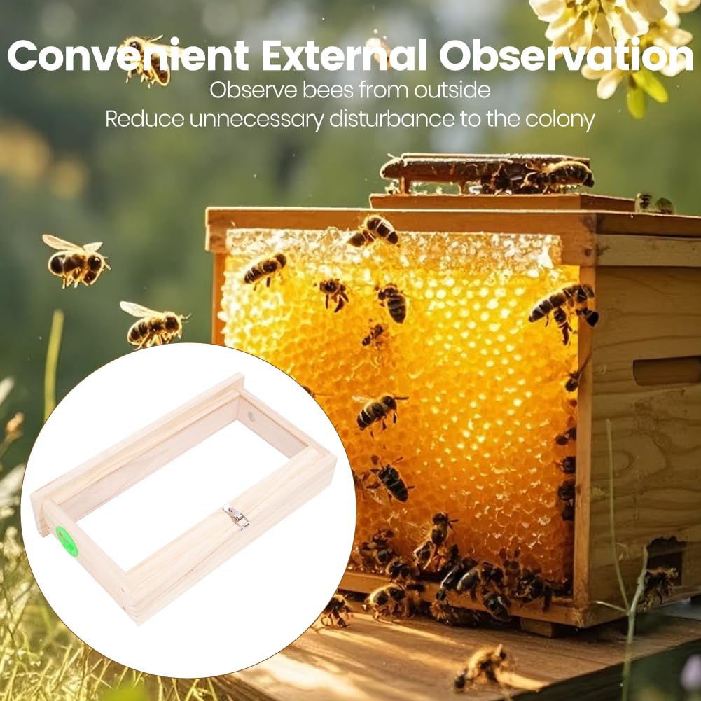 Gugxiom Bienen -Zuchtbox, Doppelseitiges Acrylboard Holzbienenstock -Beobachtungsbox mit Lüftungsschlitzen Imkermaterial