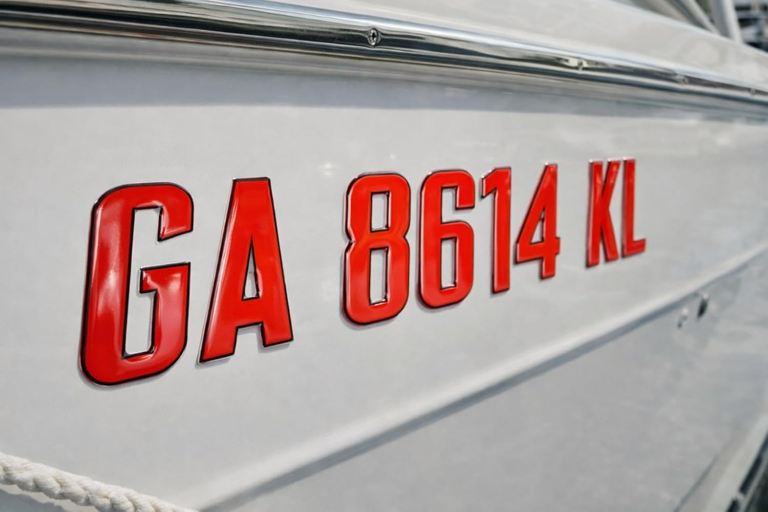 Custom Boat Registration Numbers & Letters (Two Sets) Marine Grade Decals (Red/Black, 3")