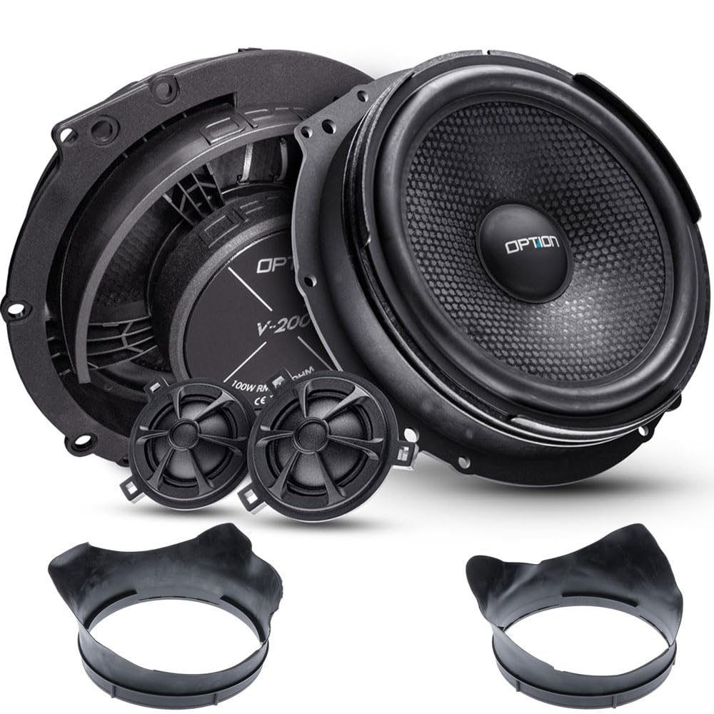Option AIR Front Lautsprecher-System kompatibel mit VW T5/T6-100% Plug & Play System - inkl. Lautsprecher-Dichtringe - 100 Watt RMS, 91 dB Wirkungsgrad