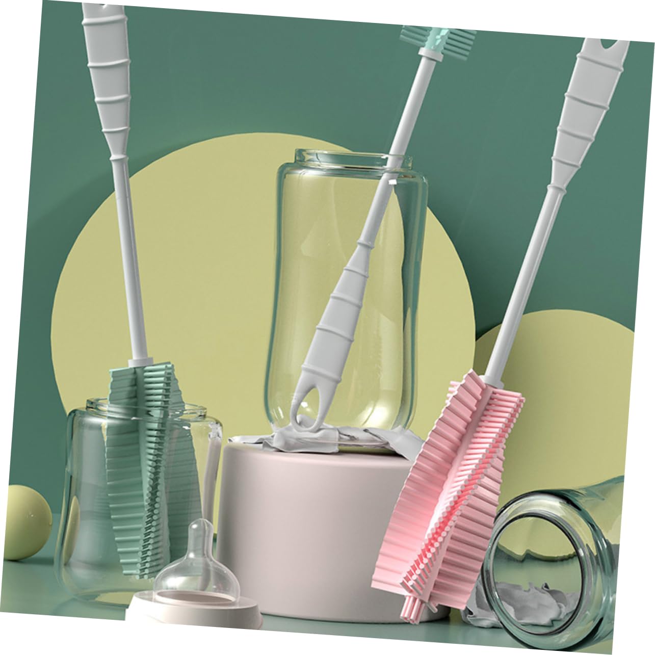 UPKOCH 6 Piezas Cepillo de Botella Limpiador de biberones para bebés Gorro para Lavar el Cabello para niños pequeños Spot Clean Cleaning Brush biberón Cepillo de Mango Largo páginas