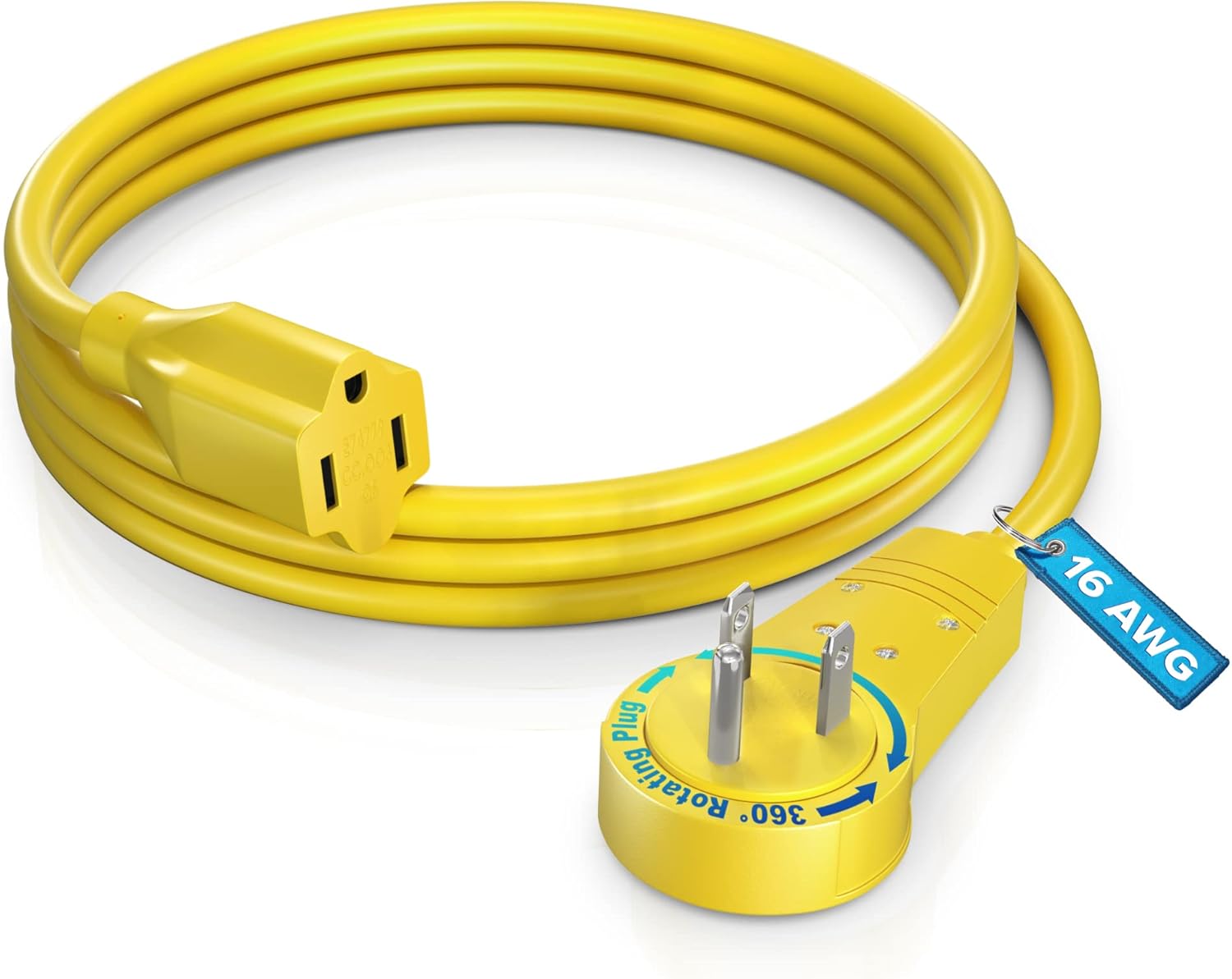 Maximm Cable 3 Feet 360° Rotating Flat Plug Extension Cord