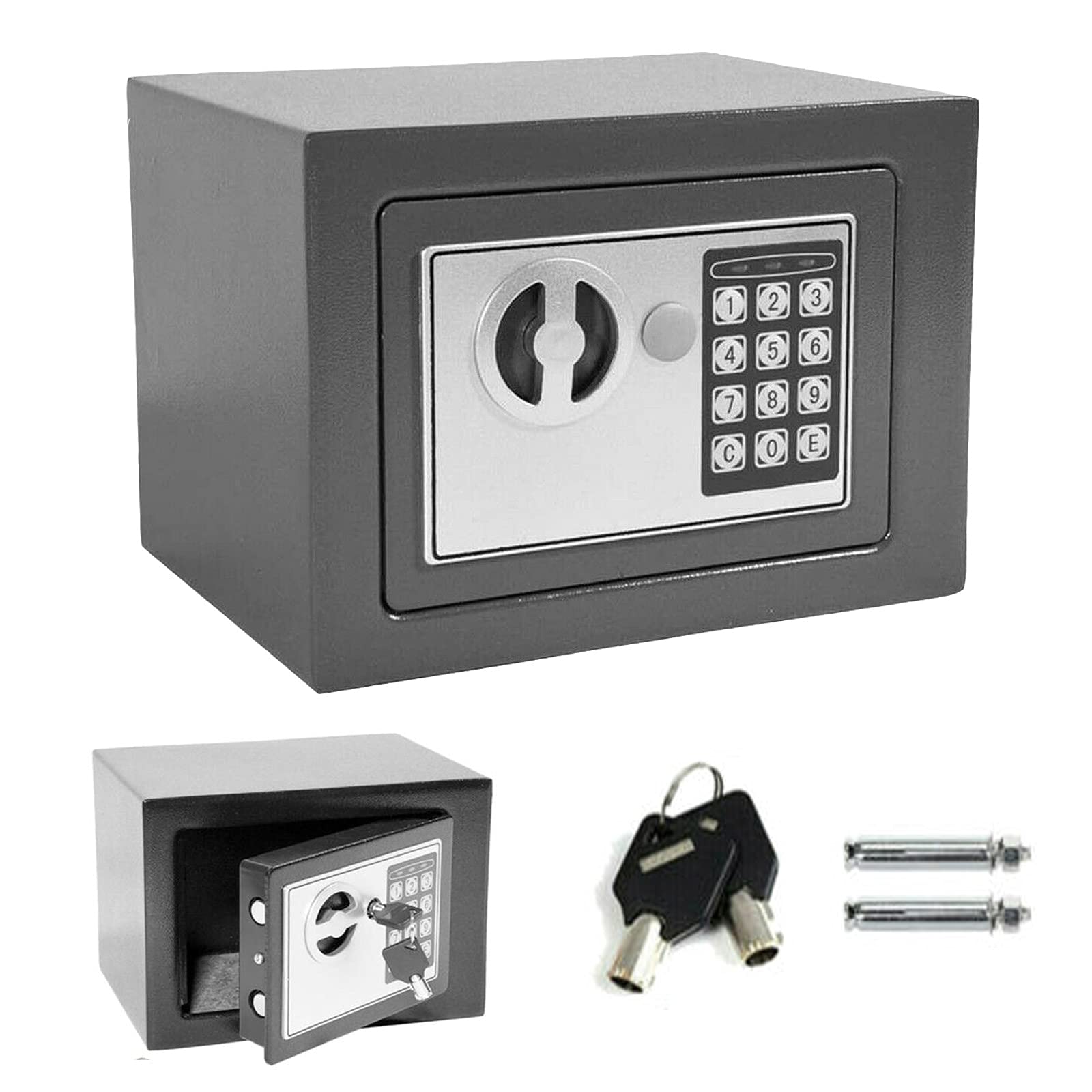 Safe Box Key Lock Money Cash 4.6L Security Safe Box Wall Mounted Fireproof Document Safe Box, with 2 Emergency Keys Lockable & Digital PIN Code, for House Safe Hotel Office Storage Key Box - Grey