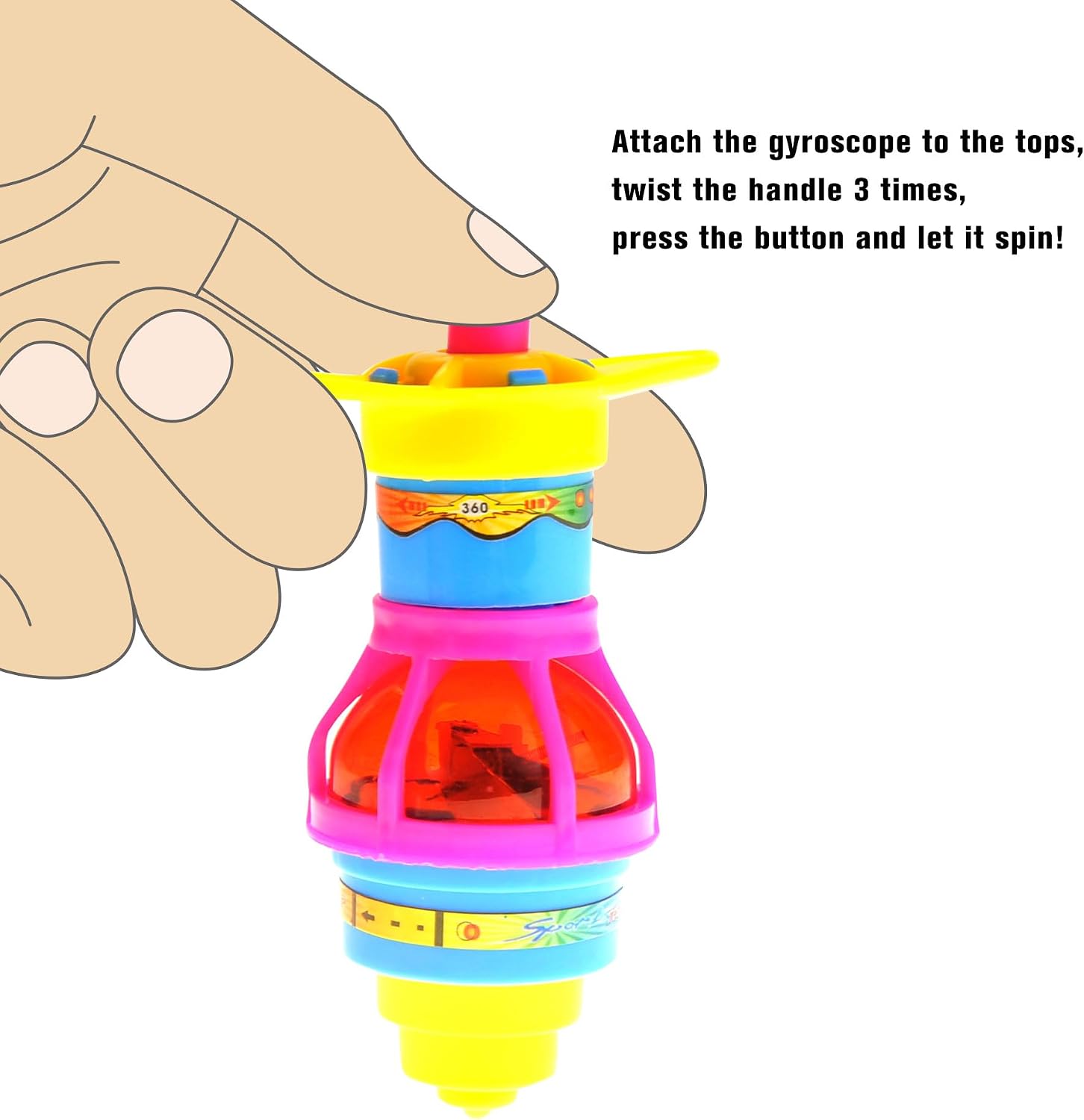 PowerTRC Spinning Tops for Kids, LED Light Up UFO Tops | Bulk Party Favor Toys | 12 Pack Tops with Gyroscope for Parties, Birthdays, Or School Rewards