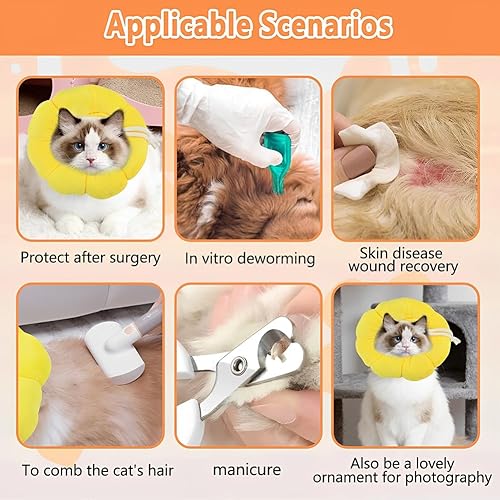 Miniatura 4 de Collar protector ajustable para gatos y cachorros, collar suave de recuperación de mascotas que no bloquea la visión, collar isabelino de