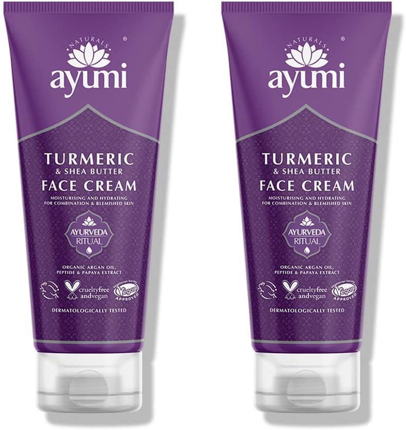 Ayumi Turmeric & Bergamot Face Cream. Vegan, Cruelty-Free, Dermatologically-Tested, 2 x 100ml