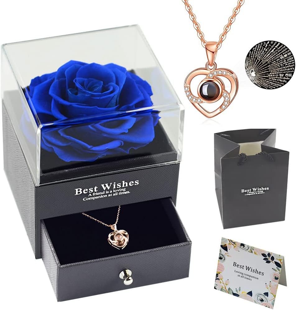 Preserved Rose Real Flower with Love You Necklace in UK Ubuy