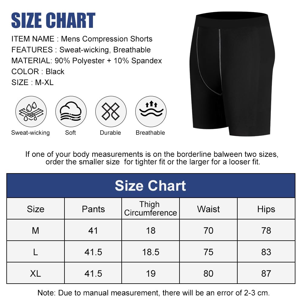 AUYAO Mallas Cortas Running Hombre 3Pcs Pantalones Cortos de Compresión Transpirable Secado Rápido Deporte Fitness Gym