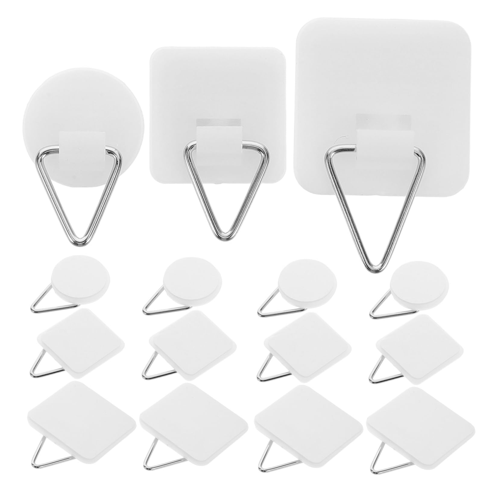 OFFSCH 30pcs Plastic Plate Hangers Adhesive Square Round Hooks Wall Plate Holders for Decor Easy Install Heavy Duty
