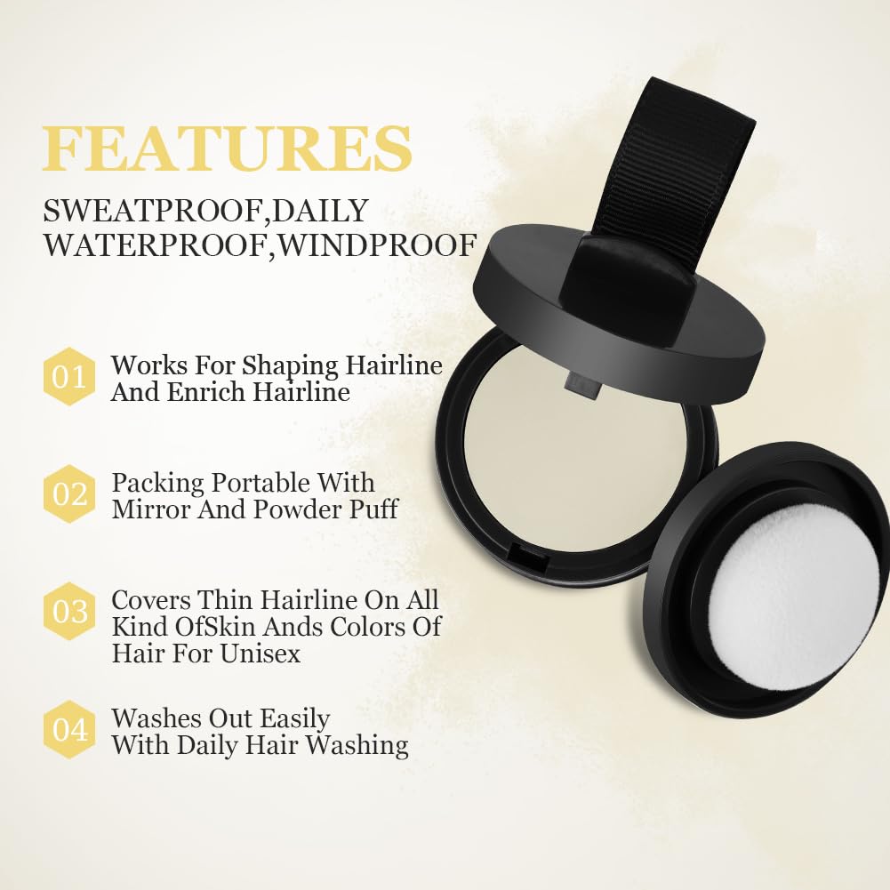 Instantly Hairline Powder, Hair Root Touch Up Powder Conceal Receding Hairline, Windproof&Sweatproof Hair Root Concealer - Image 3