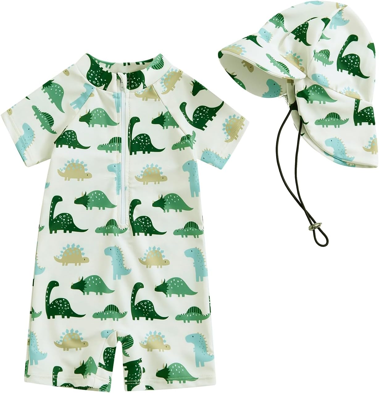 Toddler Infant Baby Boys Swimsuit Kids Rash Guard One Piece Newborn Zipper Bathing Suit Swimwear with Hat