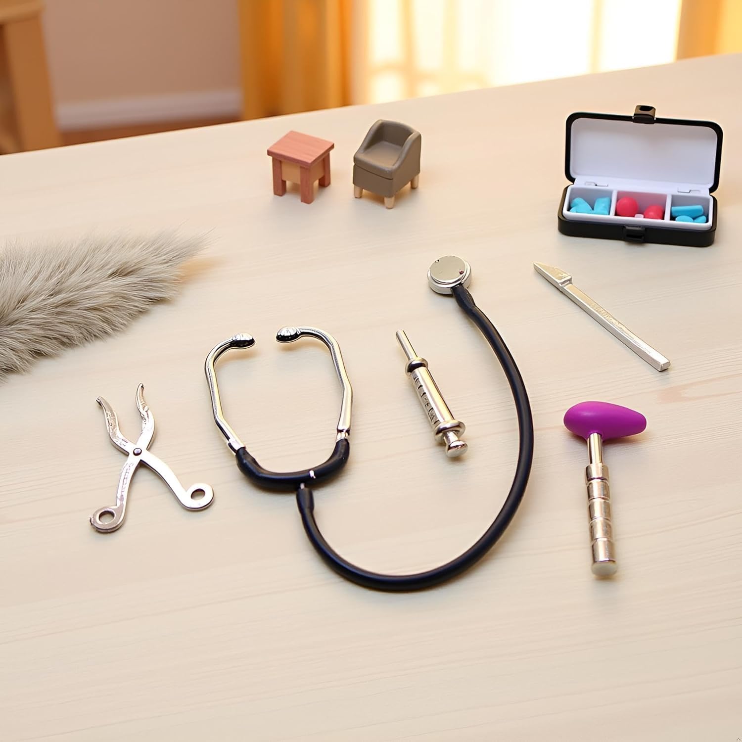 5Pcs Dollhouse Mini Stethoscope Care Tools Dollhouse Dolls Miniature Garden Kit, Hospital Accessories Set for House Decoration Doll Miniature Dollhouse for 1:12 Doll House Accessories - Image 3