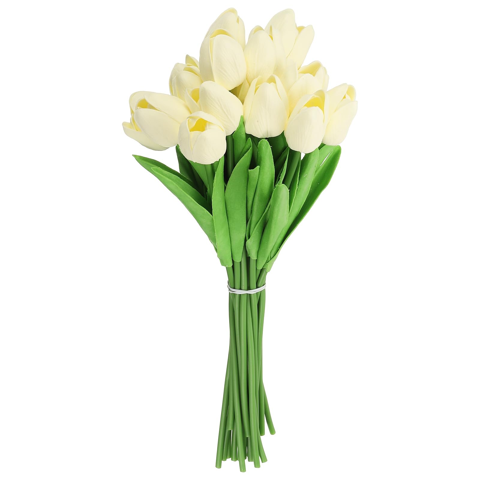 Tulipes artificielles bouquet mariage centre de table fleur soie blanc crème x20