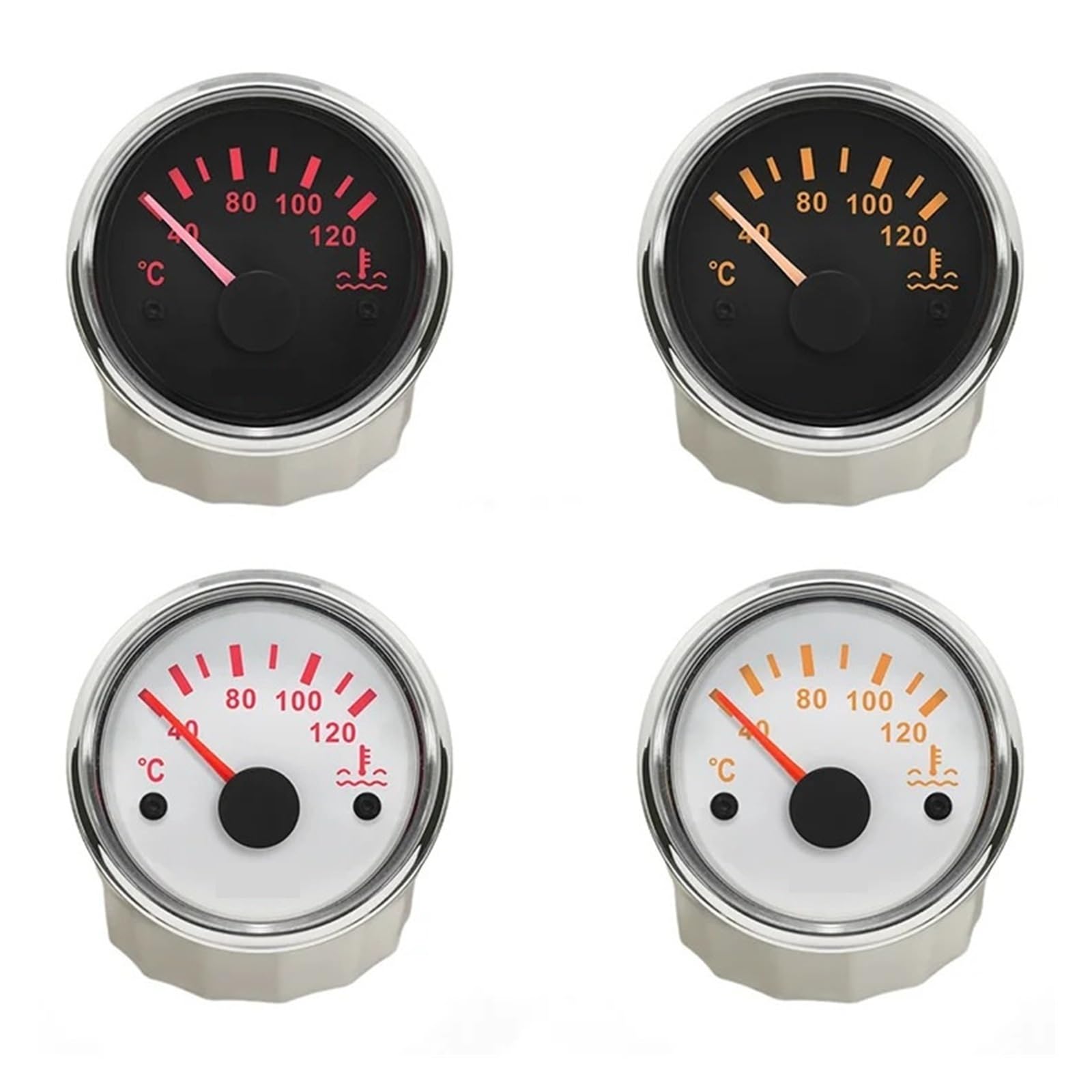 Medidor de temperatura de agua Universal de 52mm, 40-120 ℃ 25-120 ℃ 12V 24V for barco automático, medidor de temperatura de luz roja y amarilla Lectura clara(Digital WS)