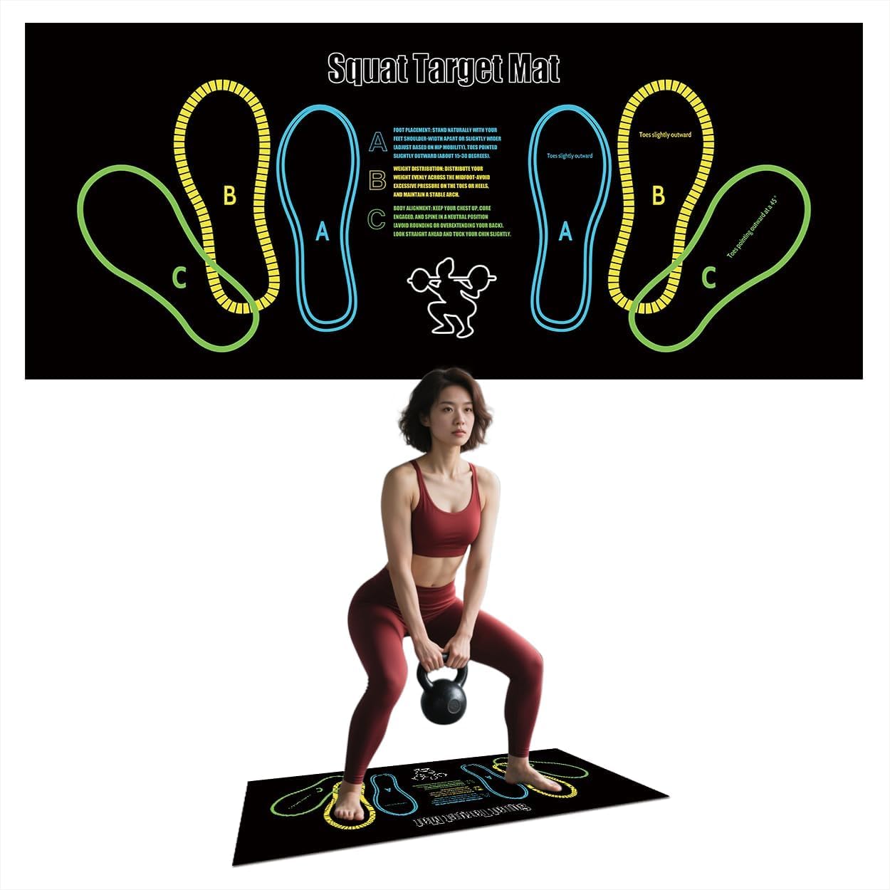 Suicune Squat Mat Knee Mat, 3 Layered Squat Assist Trainer, Yoga Mat Squat Step Positions Exercise Kneeling Mat, Training Hip Muscle Mat for Floor Muscle Targeting Fitness, Pilates-image-1
