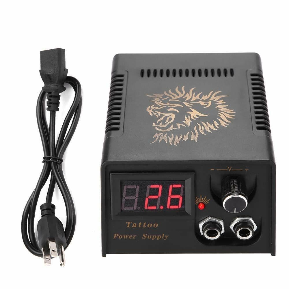 Line Art Tattoo Power Supply for Tattoo Machine, Professional LCD Display Lion Head Tattoo Power Supply Black-picture-11