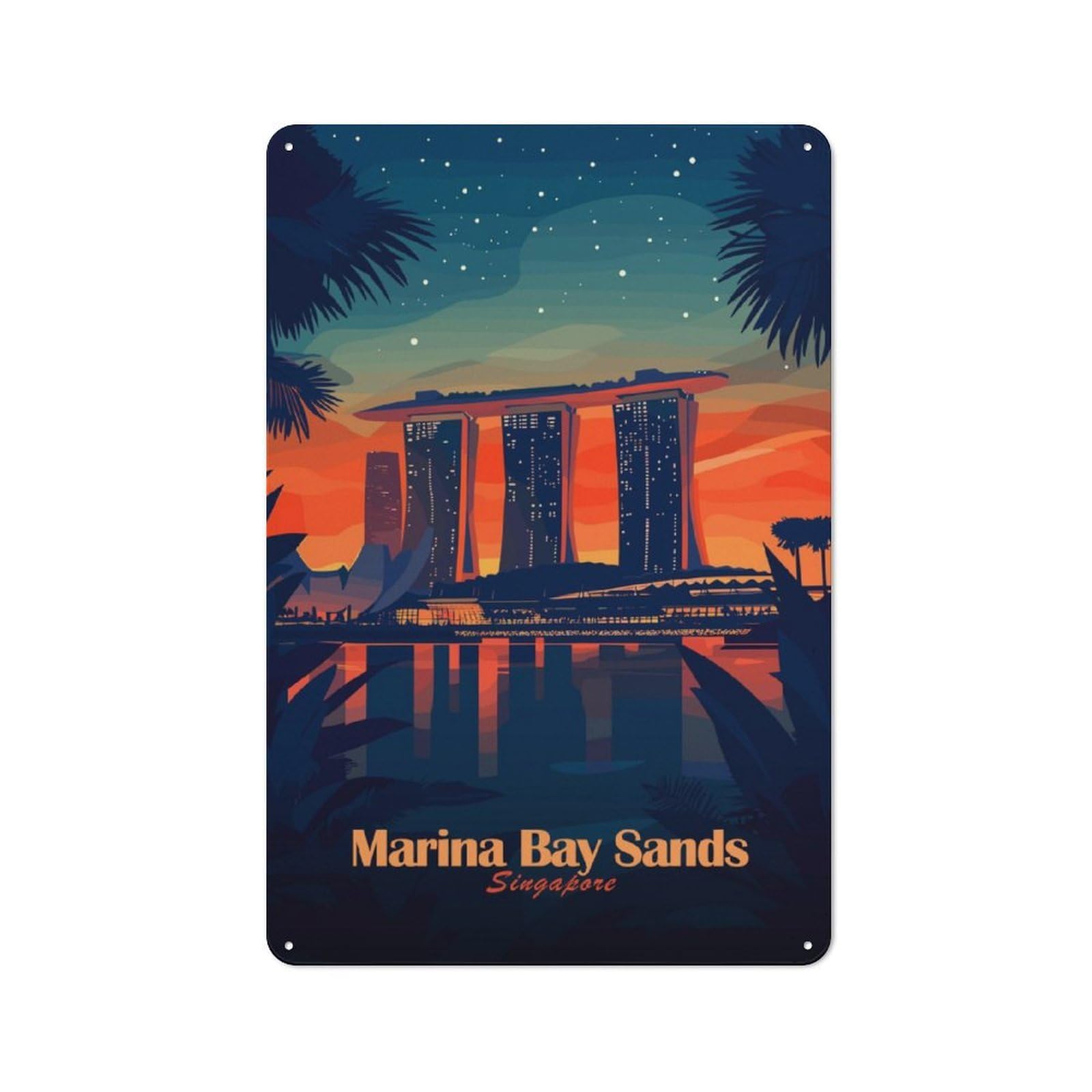 Junmoney Marina Bay Sands Singapore Vintage Tin Sign 30X20cm With For Dining Room Or Kitchen, For Vintage Wall Decor Fans, For Metal Sign Collectors