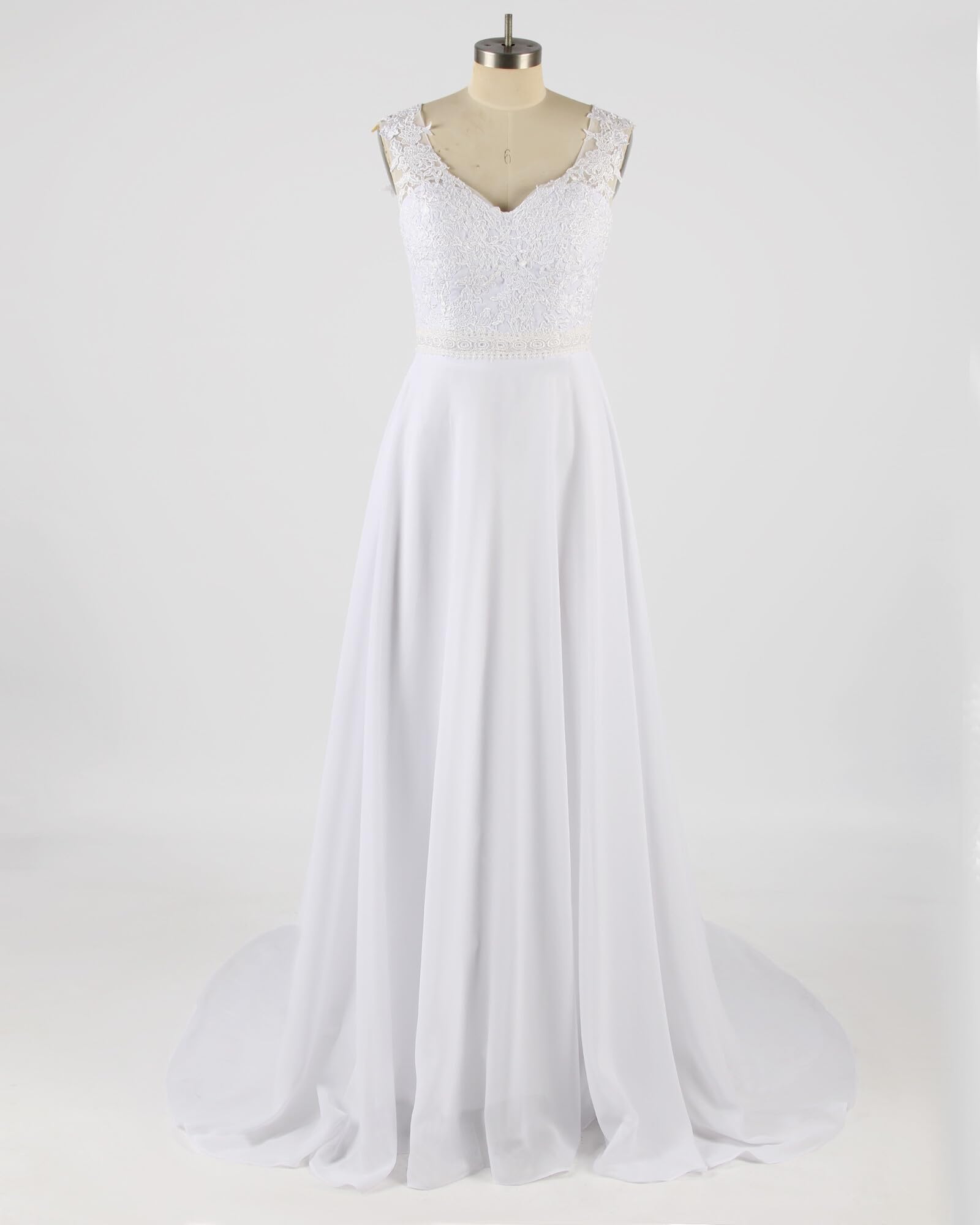 JAEDEN Boho Brautkleid Lang Damen A Linie Strandhochzeit Brautkleid Hochzeitskleider Spitze Chiffon V-Ausschnitt