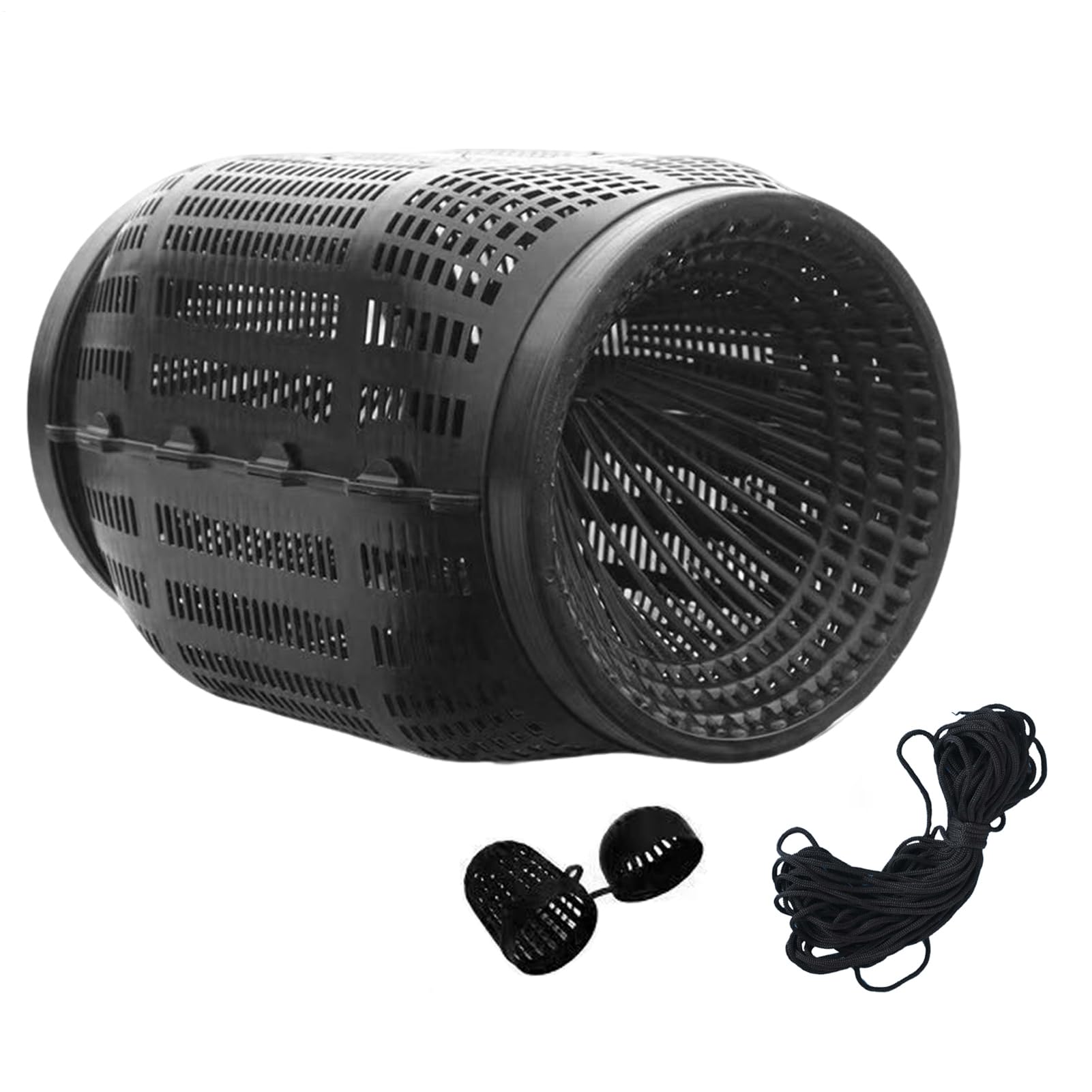 Fishing Cage Basket, plas-tic Shrimp With 2 Holes Detachable Large Capacity Fishing Cage, Lobster Shrimp Crab crays Fish Bait Fish Live Trap Cages Pot Boat Sea, Robust, Lightweight, Black