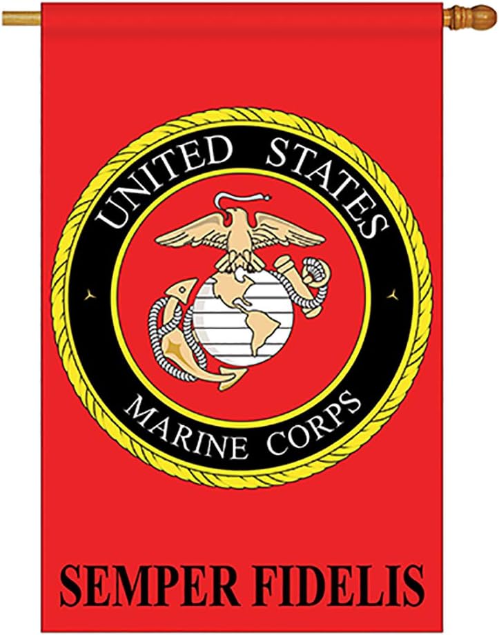 Two Group - Marine Corps Americana - Everyday Military Applique Decorative Vertical House Flag 28" x 44"