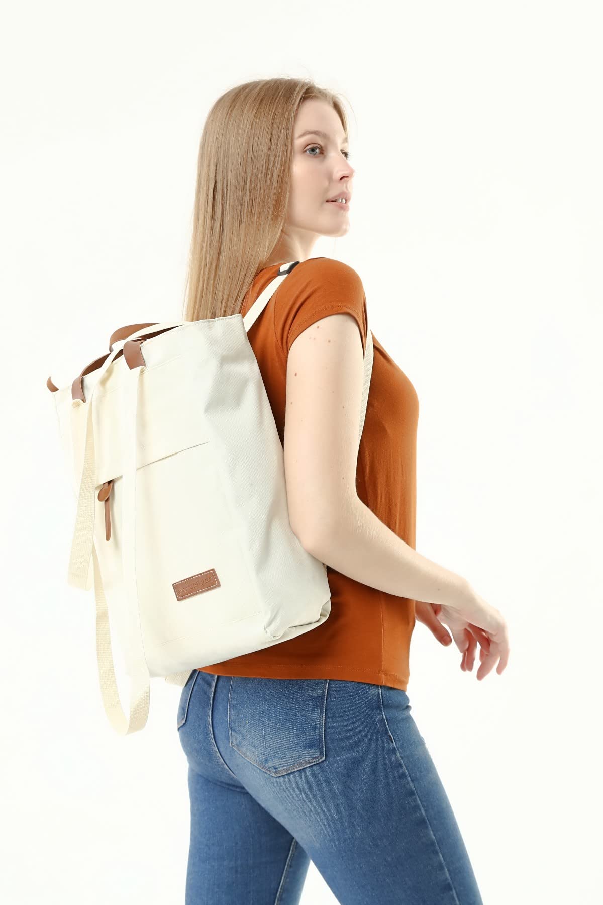 RAMSBURRY Unisex Bej Su Geçirmez İmperteks Kumaş Üçü Bir Arada Omuz El Sırt Çantası (Bej)