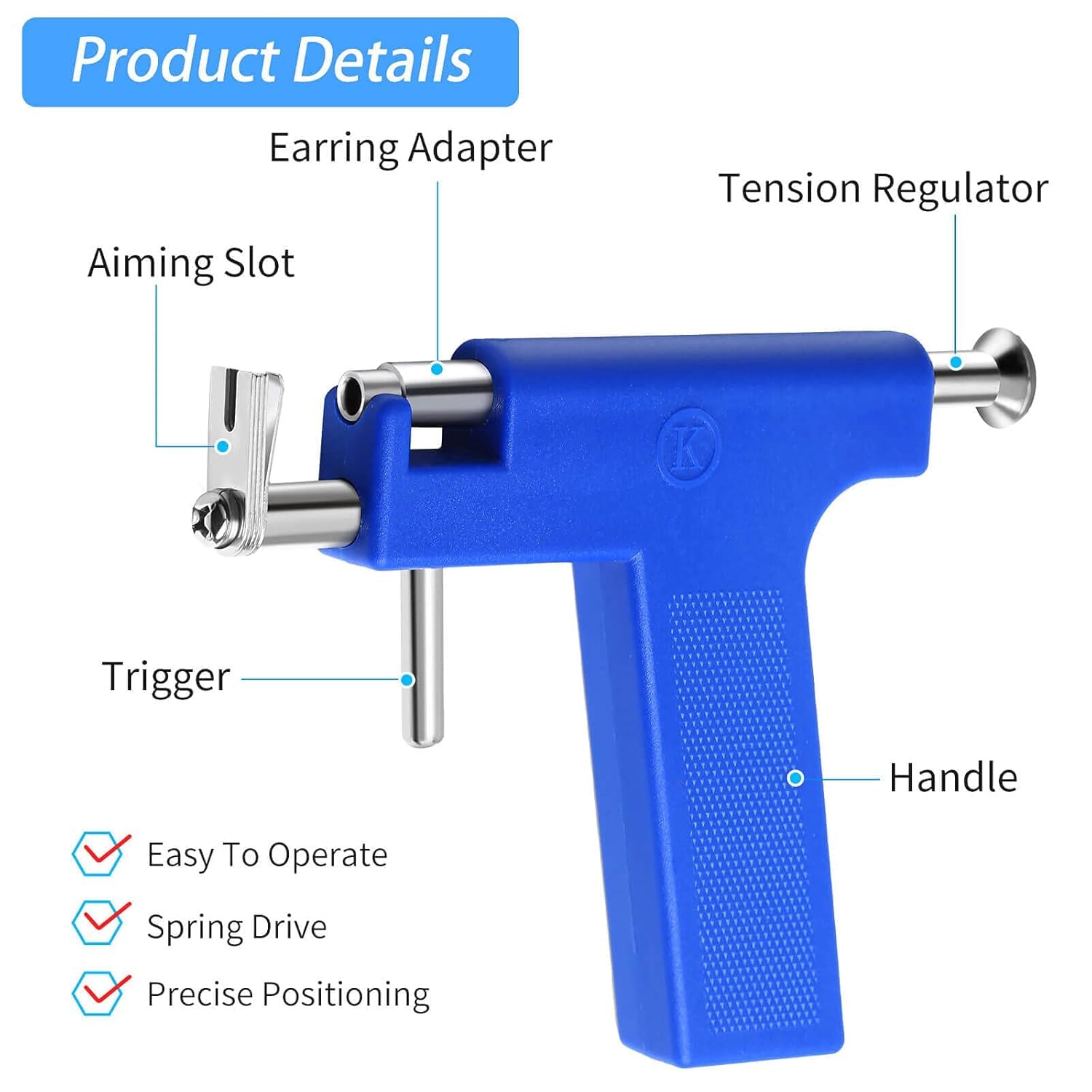 RAJry Ear Piercing Tool Set Safe Professional Steel Ear Nose Body Piercing Gun Shots Tool Kit Set 24 Pcs Studs 2