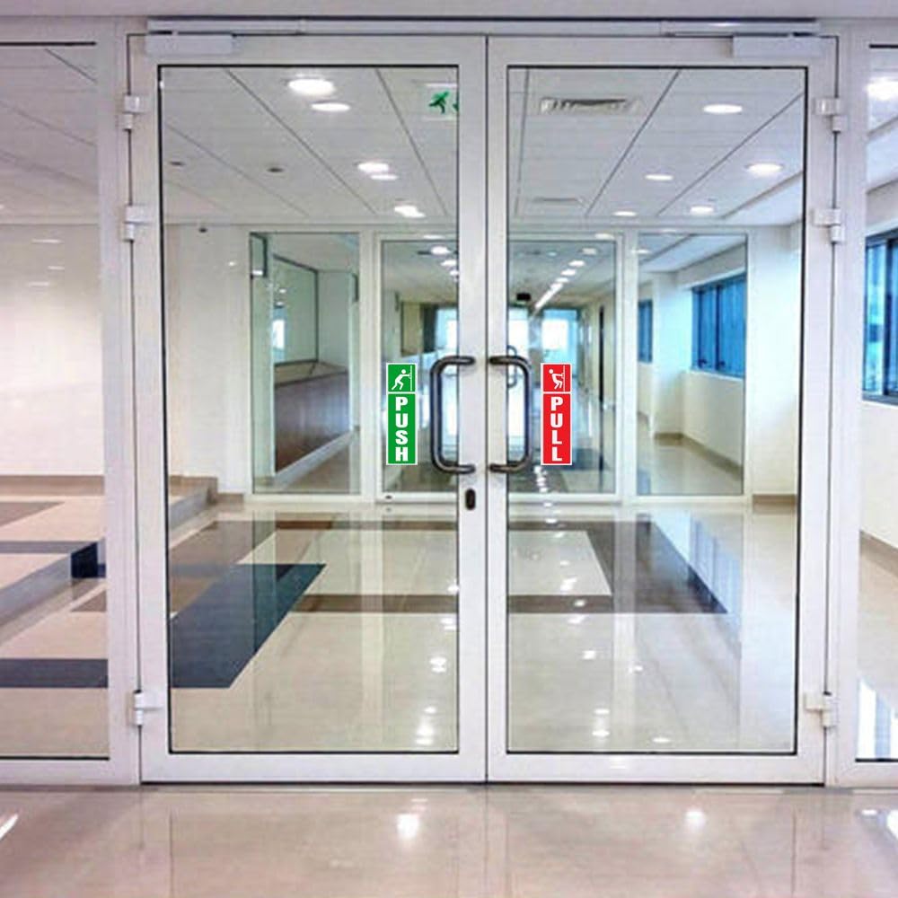 ARNEMA Push and Pull Door Sign Stickers Set | Self Adhesive Instruction Stickers for Glass Doors Office Shop & Commercial Use 1