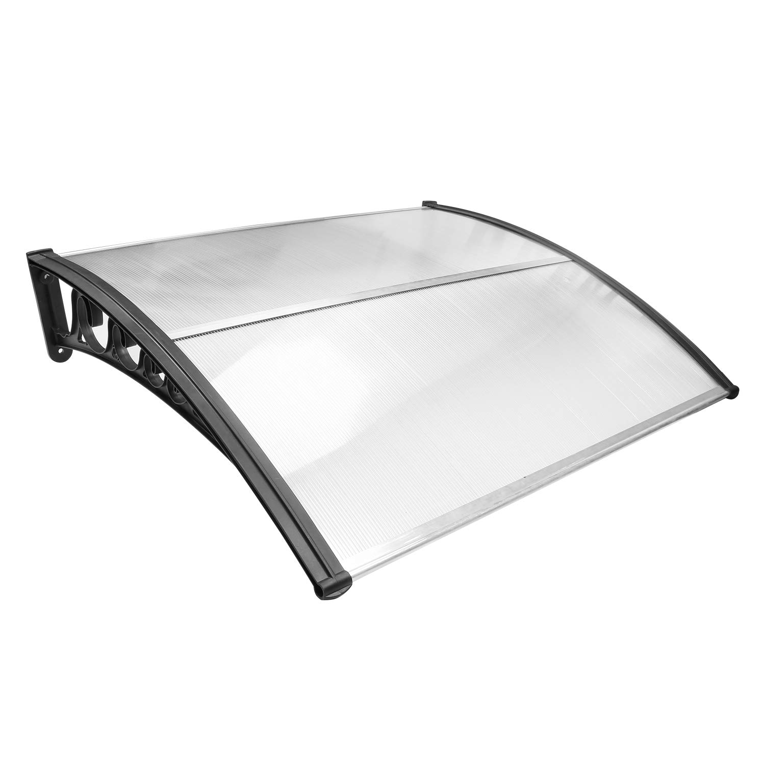 Sonnewelt Marquesina para Puerta de Entrada 100x120 cm, Techo de Policarbonato Hueco 5 mm con Estructura de ABS, Arco Transparente Inclinado, Protección Exterior contra la Lluvia y el Sol