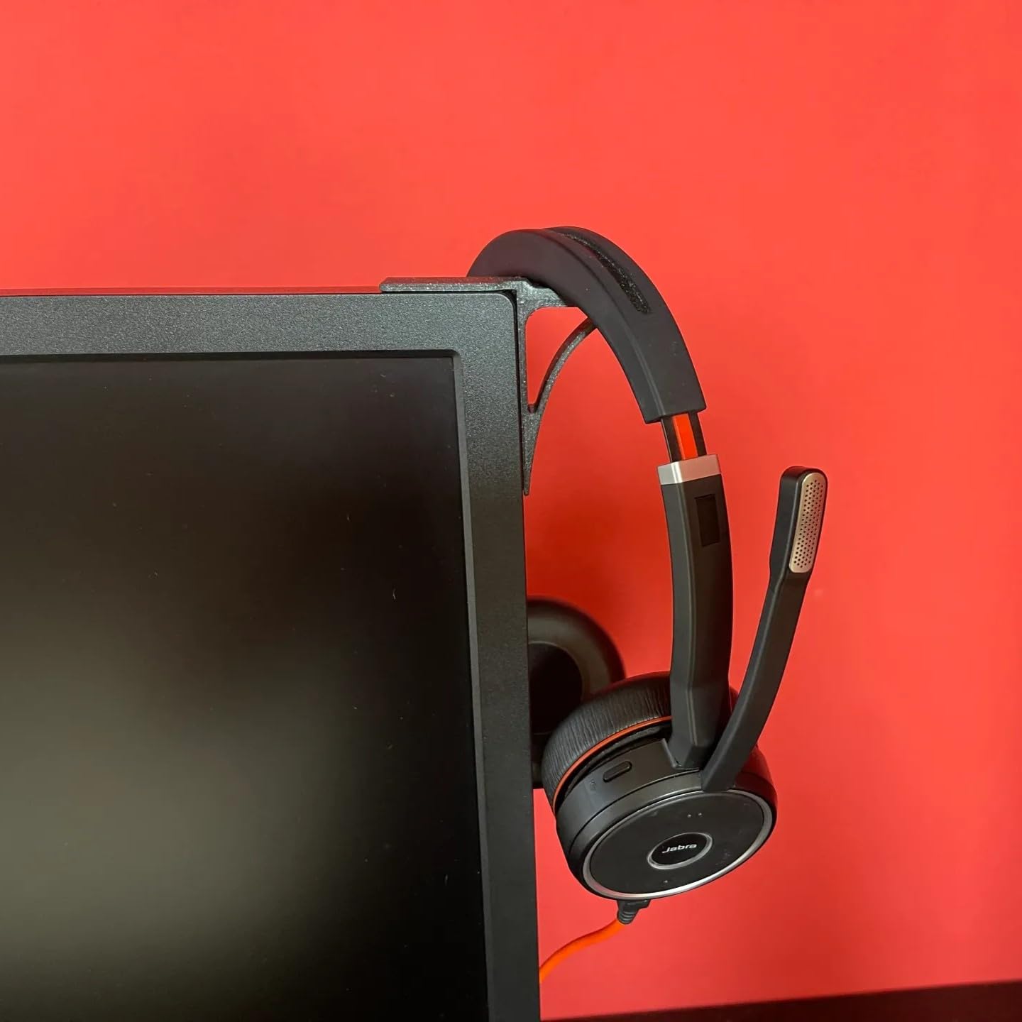 Monitor Mount Headphone Stand, L-Shaped, Black, Modern,