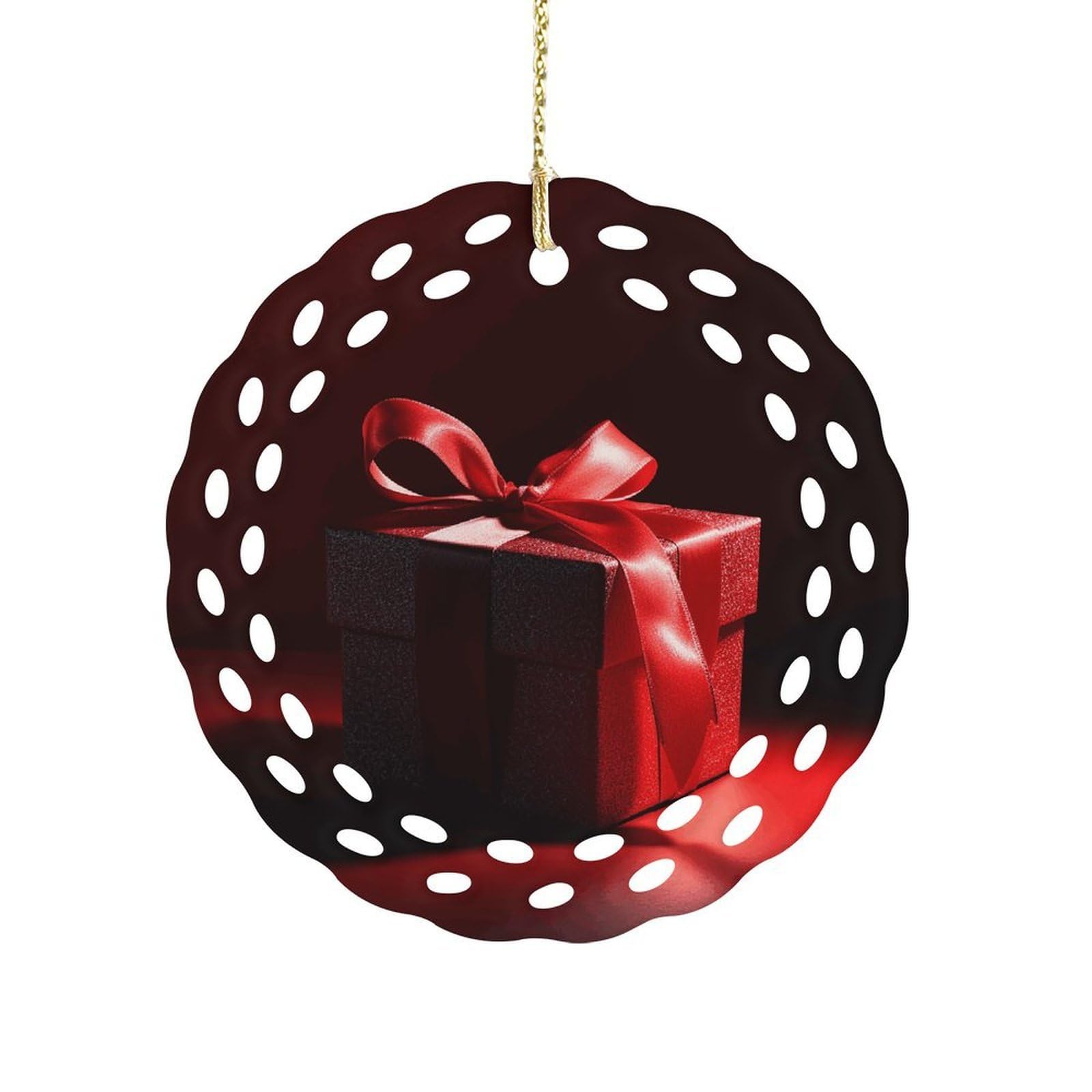 Khauerbc Women's Style Red Ribbon Gift Box Hanging Decorations-3.2 In .Round Ornament For Decorating Shopping Malls, Shops, Homes.holiday Keepsake For Grandma Mothers Birthday.