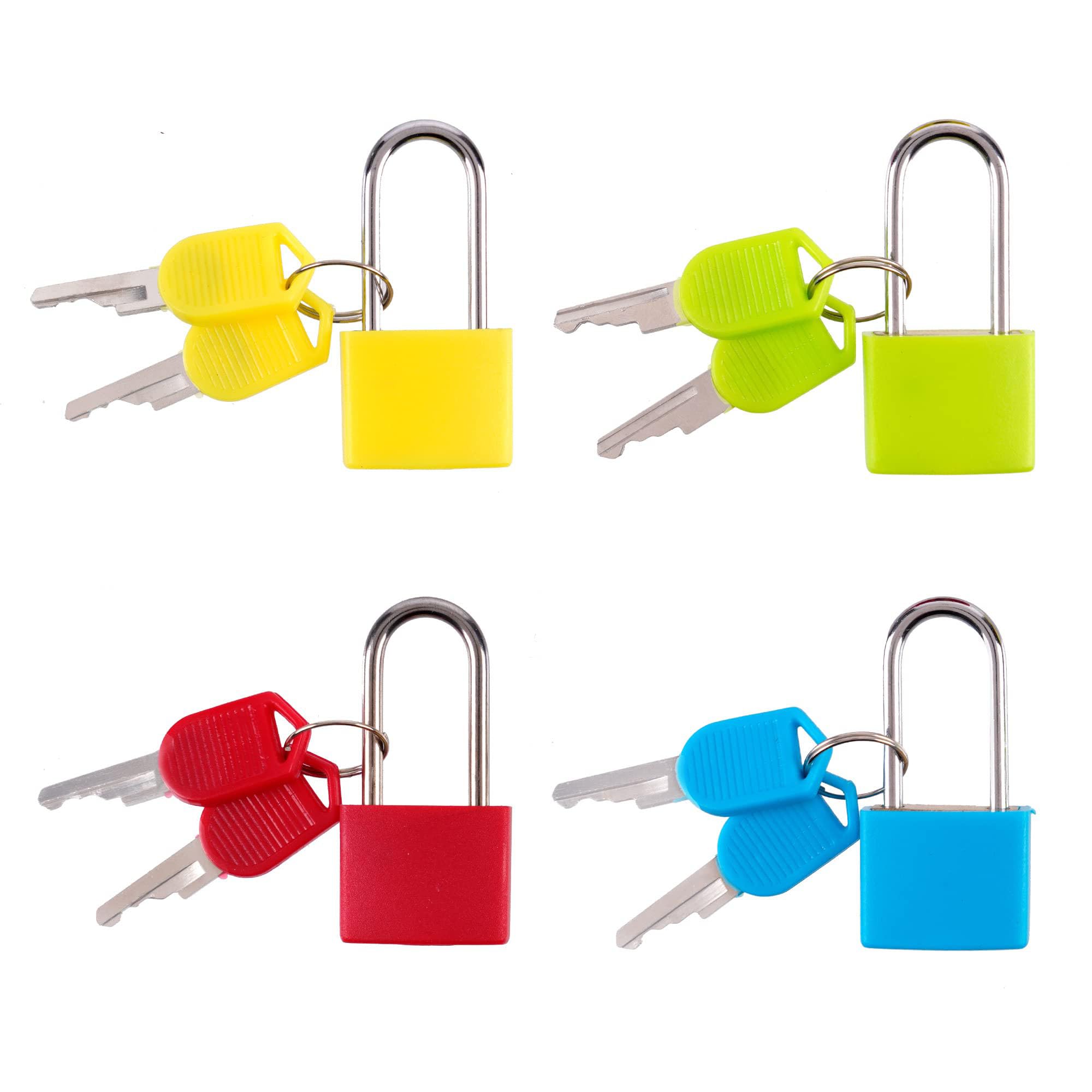 HBSTUDIO Suitcase Lock with Keys, Small Luggage Locks Metal Padlocks Luggage Padlocks Multicolor Mini Padlock Keyed Padlock for Backpack Locker Lock School Gym, 4 Colors