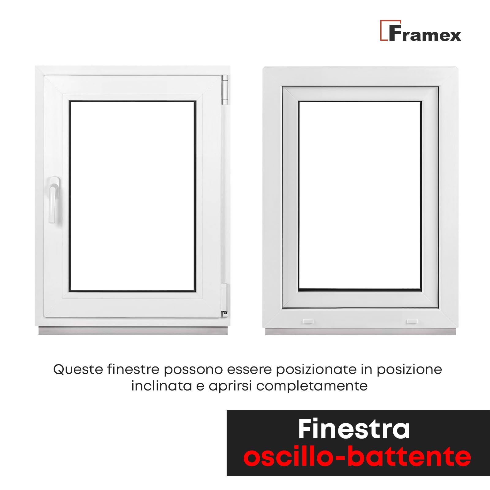 Framex Finestra in Plastica Bianca, Larghezza x Altezza 60 x 75 cm (600 x 750 mm), Triplo Vetri (32 mm), Anta-Ribalta, Girevole DIN Destra – Premium