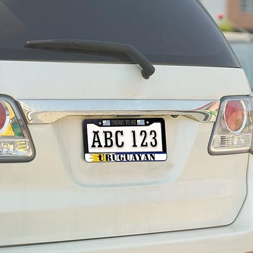 Miniatura 6 de Marco de matrícula frontal con bandera uruguaya, orgulloso de ser uruguayo, decorativo, novedoso, marco de matrícula de aluminio, regalo de recuerdo
