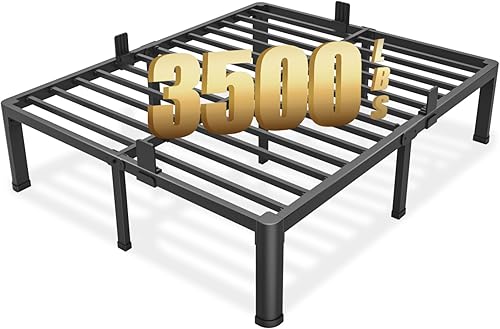 Miniatura 10 de FUIOBYVV Marcos de Cama Individual con Patas de Esquinas Redondeadas, 14 Pulgadas de Alto, 3500 Libras, Marco de Cama de Plataforma de Metal Extra
