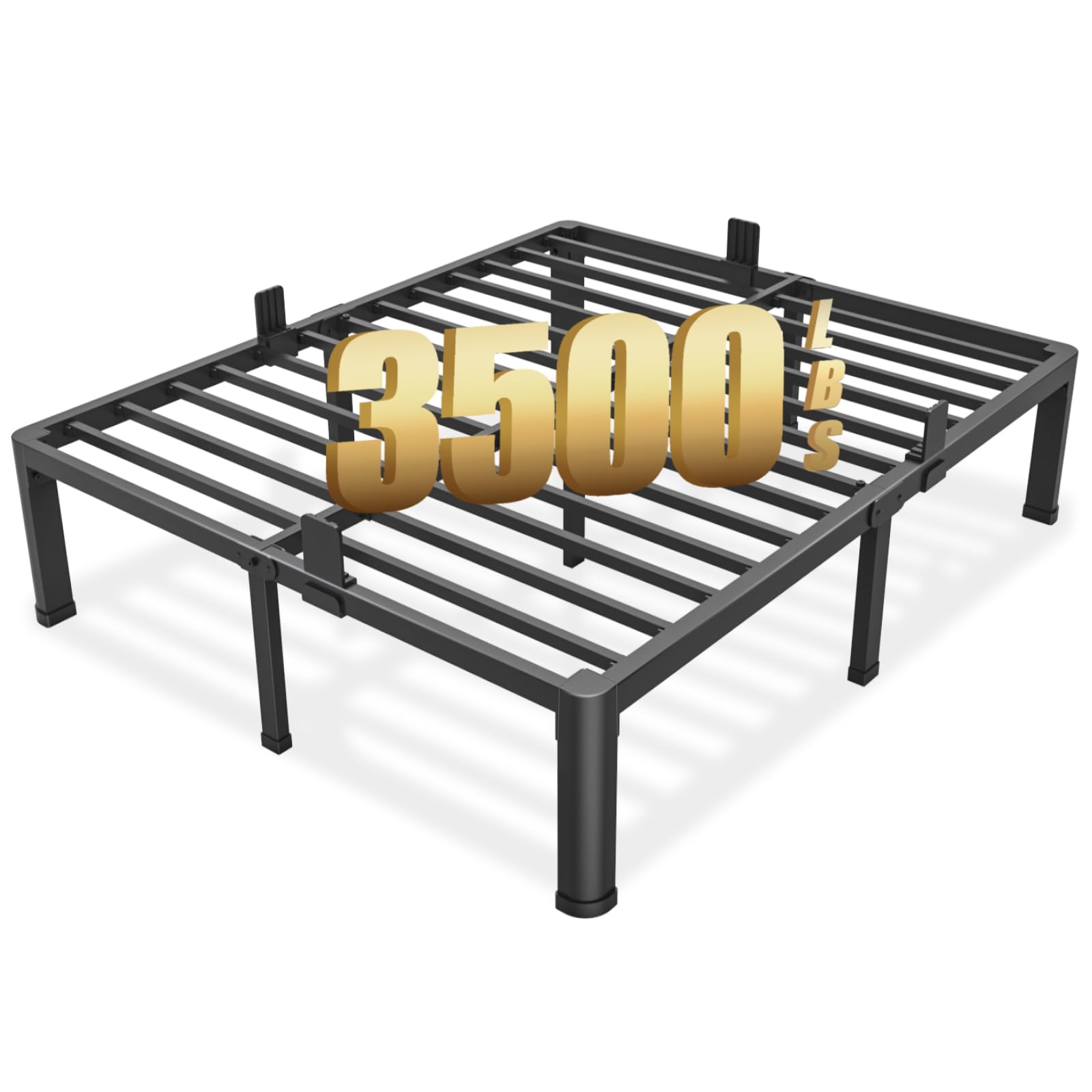 FUIOBYVV Full Size Bed Frame with Round Corner Edge Legs 16 inch Heavy Duty Support 3500 lbs Metal Platform Bed Frame Full No Box Spring Needed/