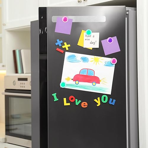 Miniatura 4 de Tiras magnéticas de hierro inoxidable sin marco, tablero de barra de anuncios con 10 imanes coloridos, tira de notas para oficina y hogar, 4 unidades