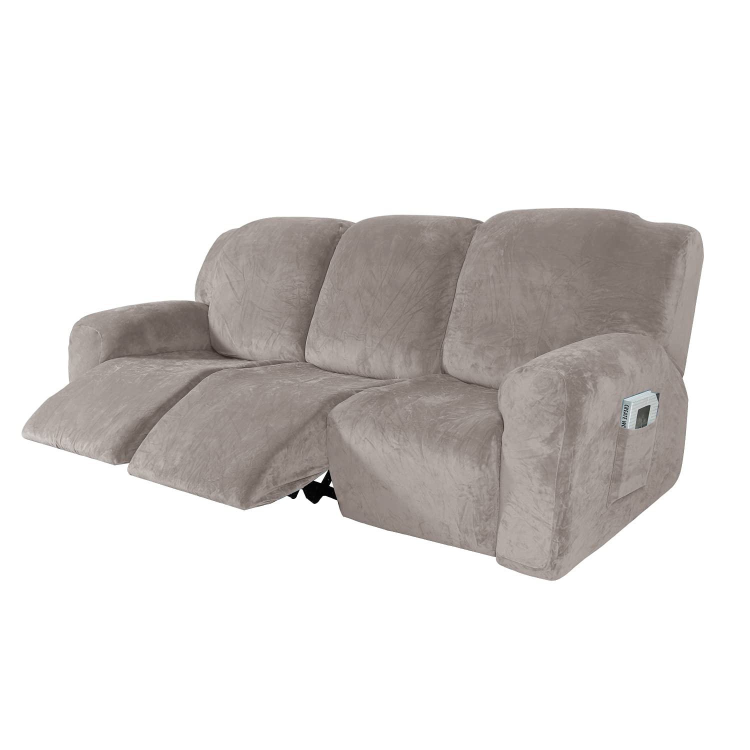 MINGPINHUIUS Recliner Chair Cover - Super Soft Thick Velvet Stretch Recliner Couch Covers Sofa Chair Slipcover with Side Pocket for Recliner Sofa Recliner Chair Furniture Covers