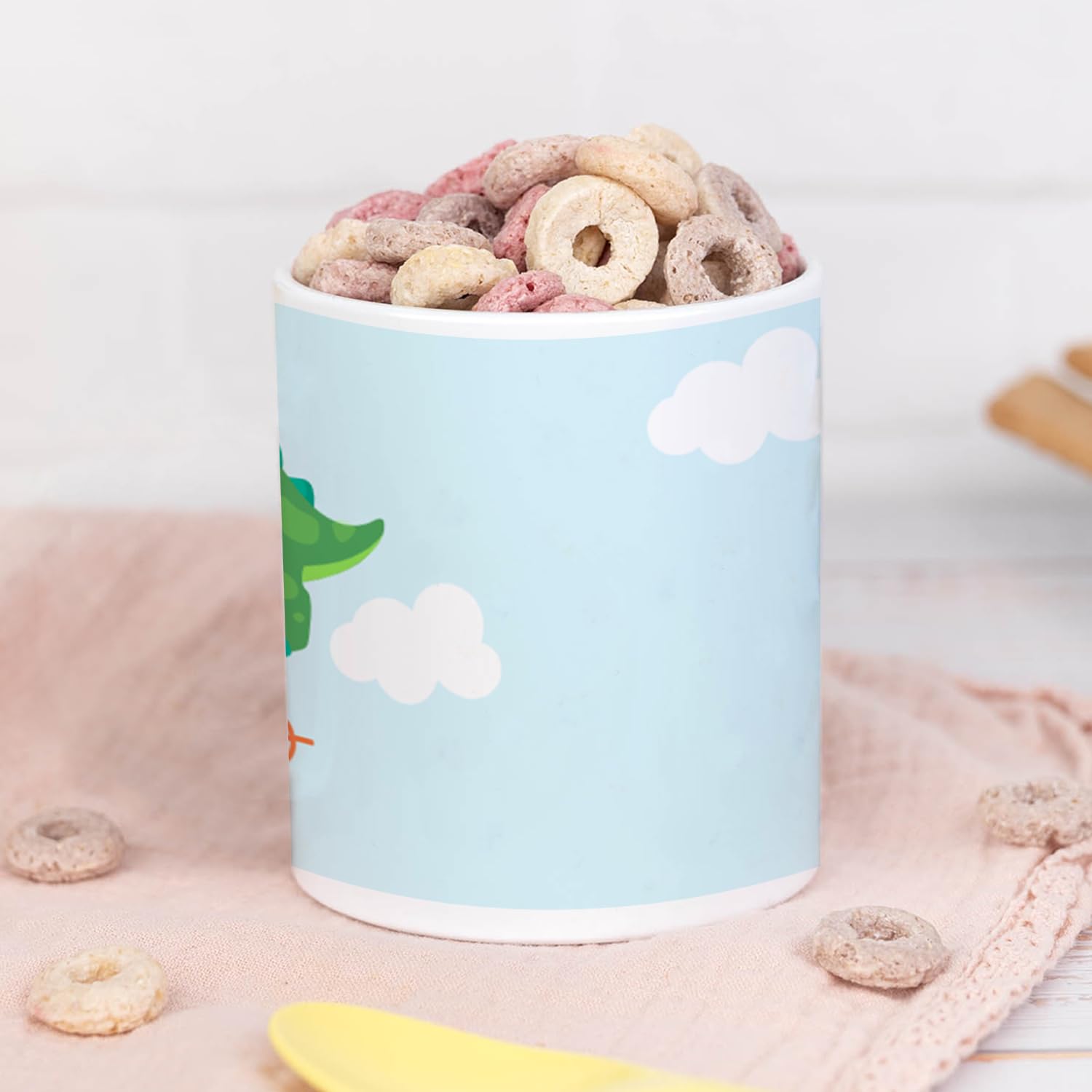 MakeThisMine Tazza Personalizzata Con Dinosauro E Nome - 10oz In Ceramica Con Sottobicchiere - Regalo Per Bambini - 2