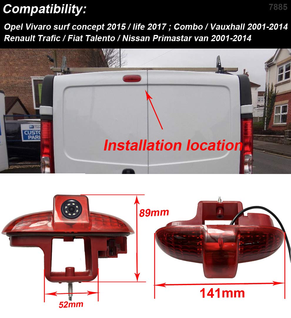 Lampada di retromarcia per auto sul tetto Sistema di retromarcia per retromarcia telecamera HD sostituzione per Opel Vivaro/concept/life/Combo/Vauxhall/Trafic/Fiat Talento/Primastar van
