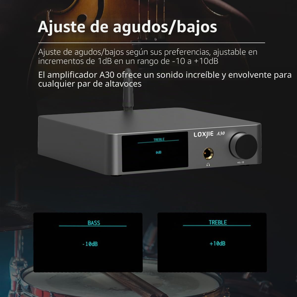 LOXJIE A30 MA12070 Audio estéreo de escritorio DAC y amplificador de auriculares HiFi compatible con APTX NJW1194 Bluetooth 5.0 con control remoto